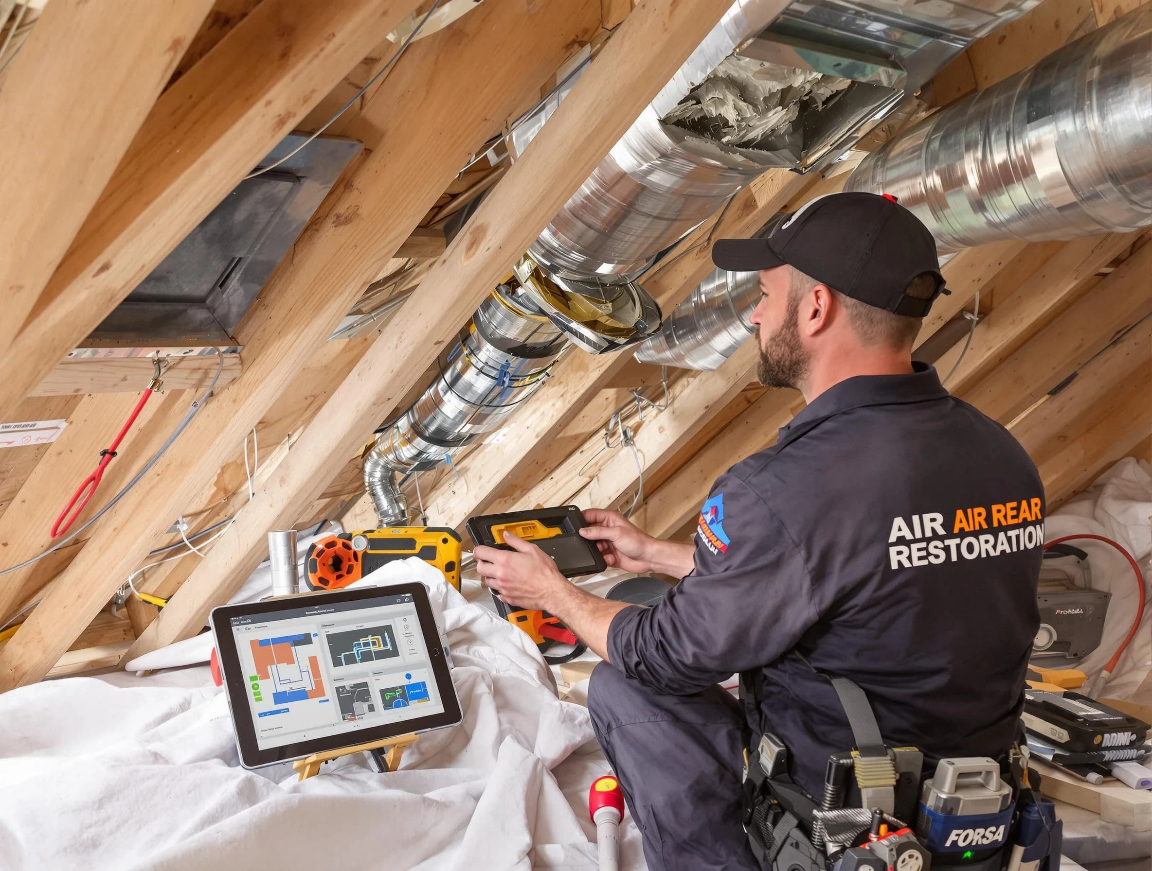 Doraville Air Duct Cleaning technician performing precise duct repair work in Doraville