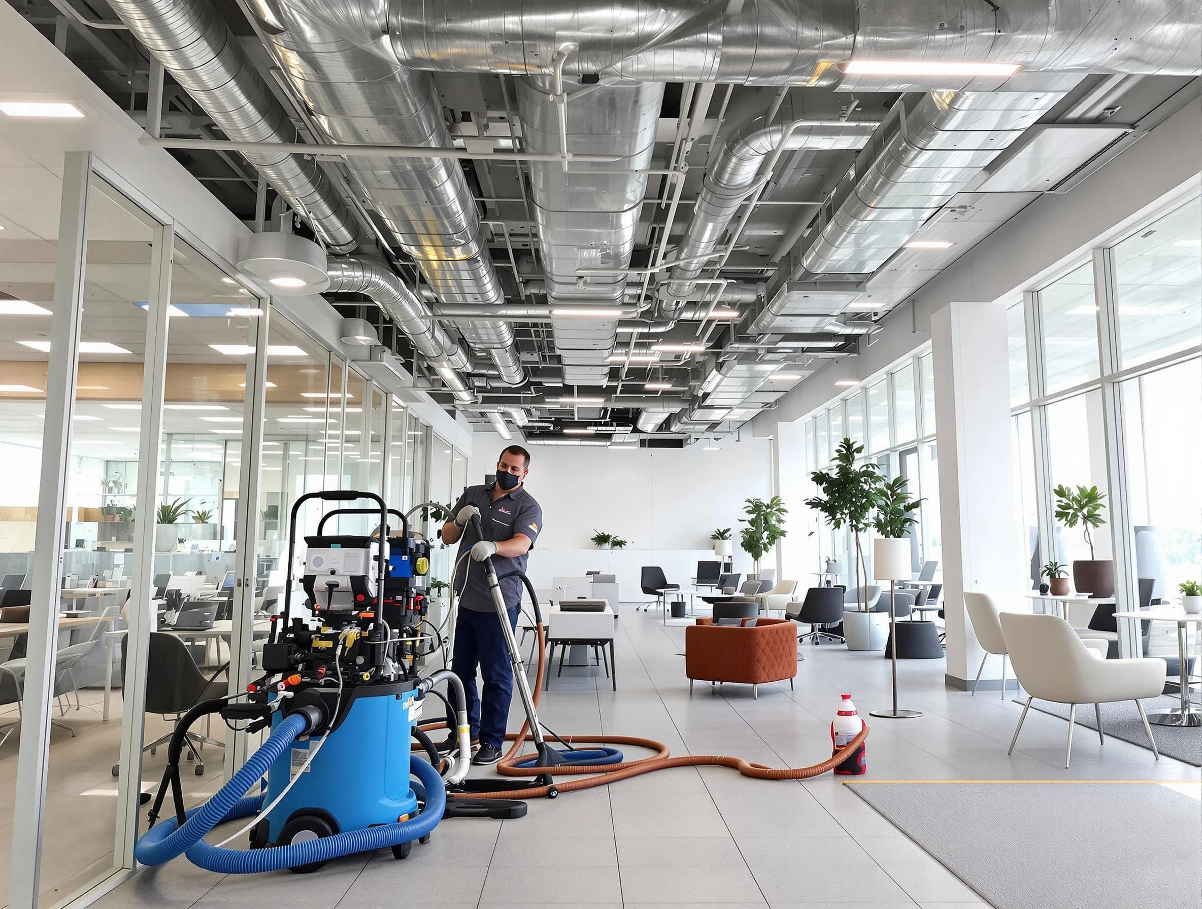 Doraville Air Duct Cleaning team conducting comprehensive commercial duct cleaning at a business location in Doraville