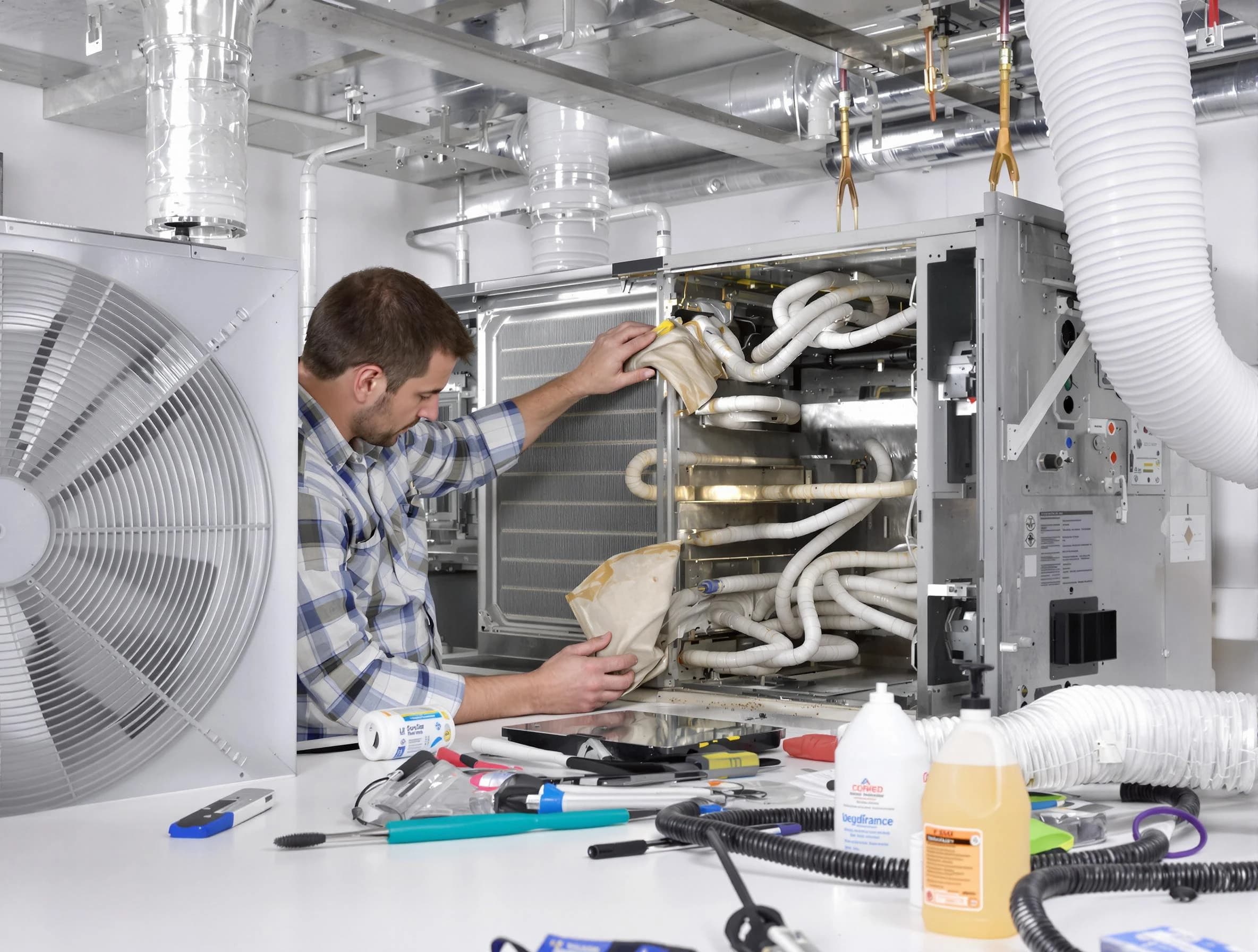 Doraville Air Duct Cleaning specialist performing precision AC coil cleaning in Doraville