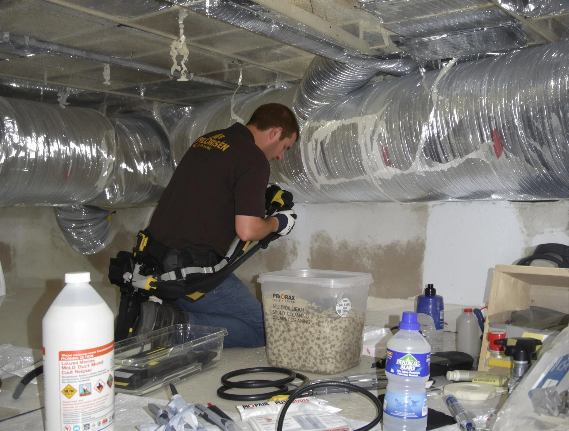 Doraville Air Duct Cleaning specialist performing professional mold removal from air ducts in Doraville