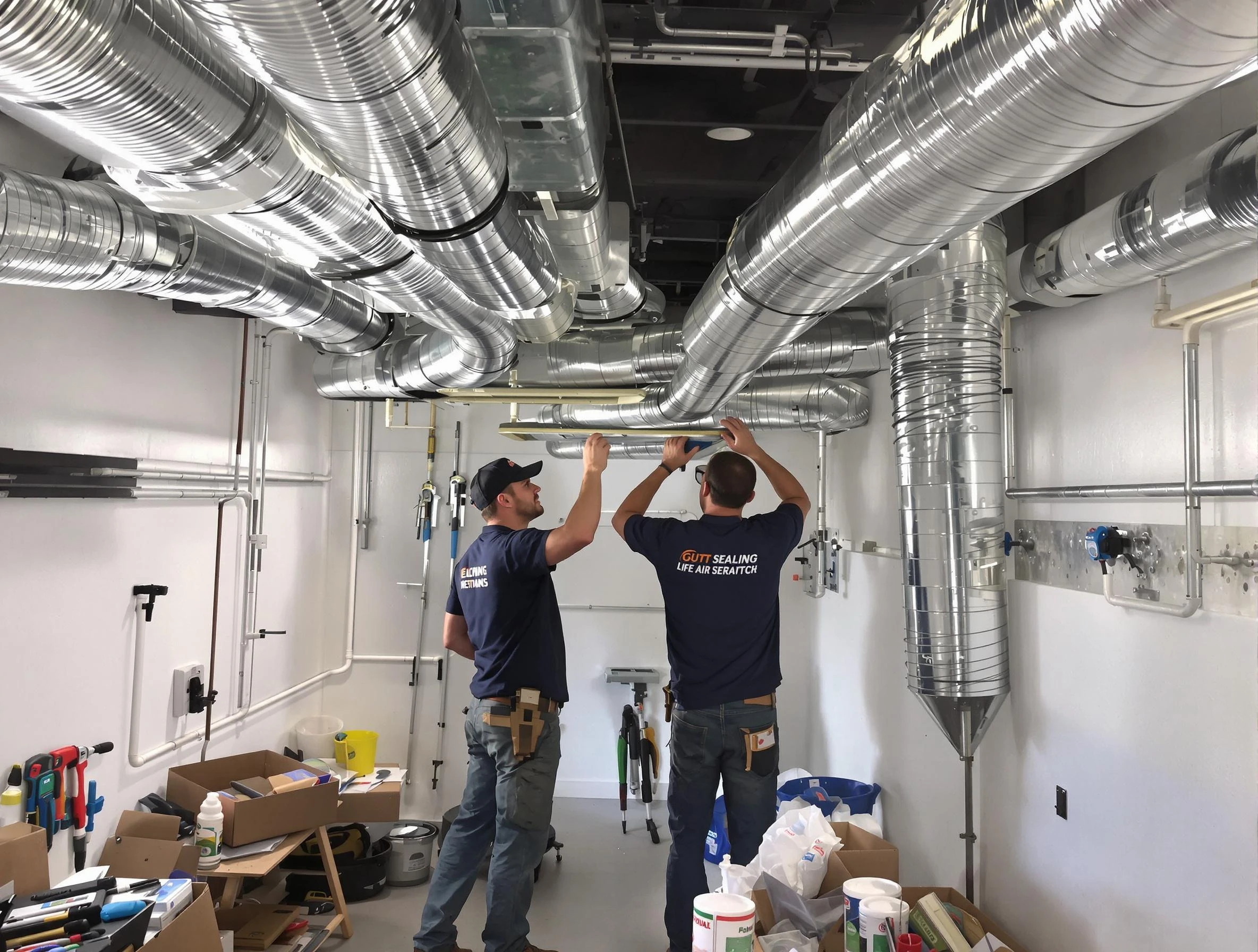 Doraville Air Duct Cleaning technician applying professional duct sealing solutions in Doraville