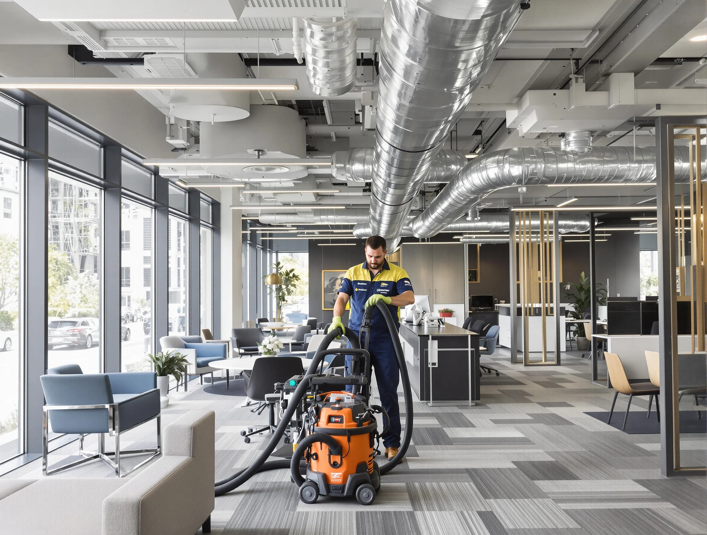 Doraville Air Duct Cleaning team performing thorough commercial duct cleaning at a Doraville business center